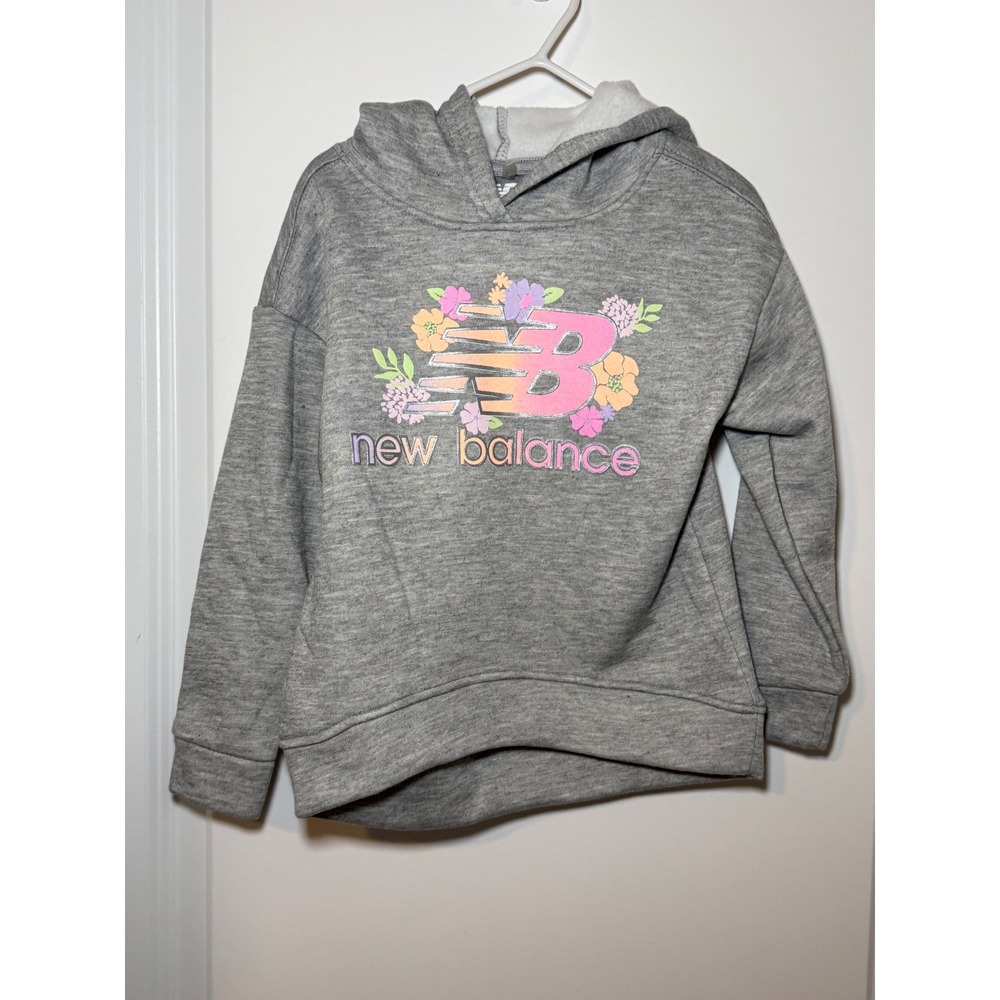 New Balance Girls Gray Floral Logo Hoodie and Pink Leggings Set NWT Size 4T